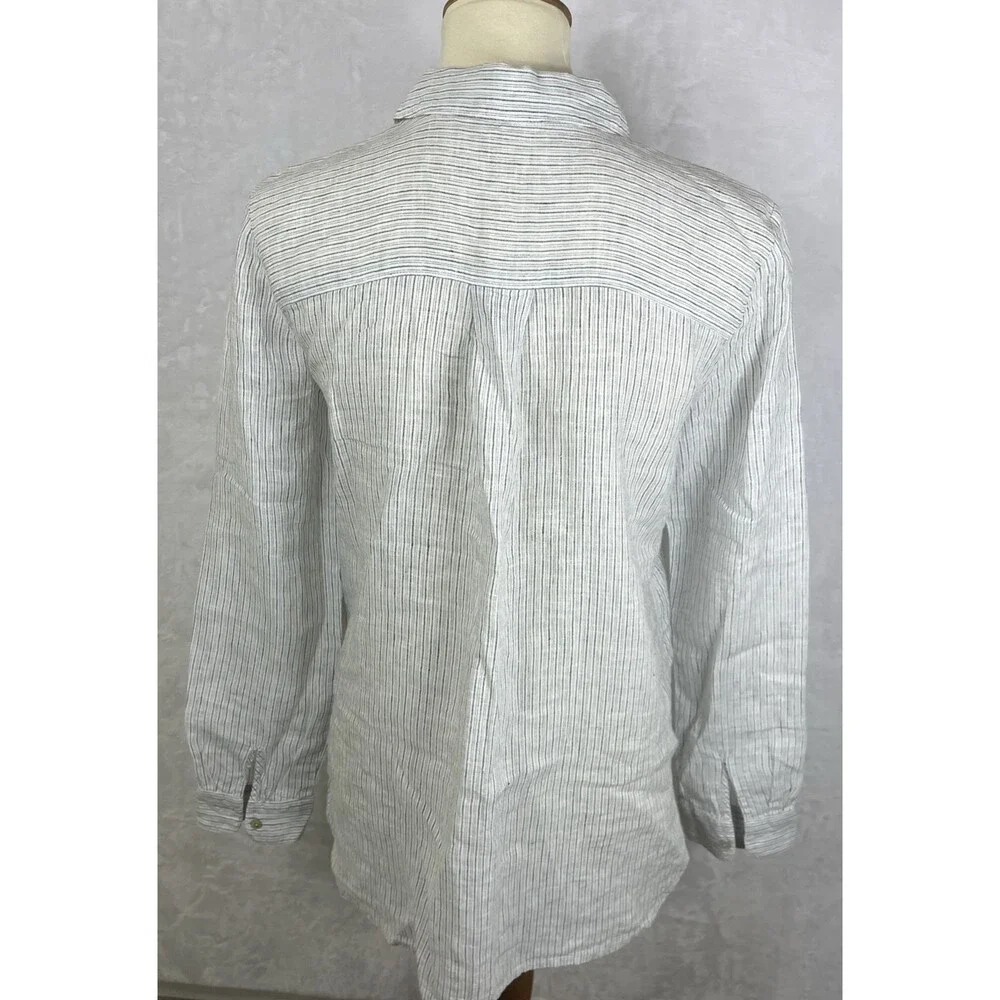 Eileen Fisher 100% Linen Button Front Blouse Striped Multicolor Size XS - Picture 5 of 9